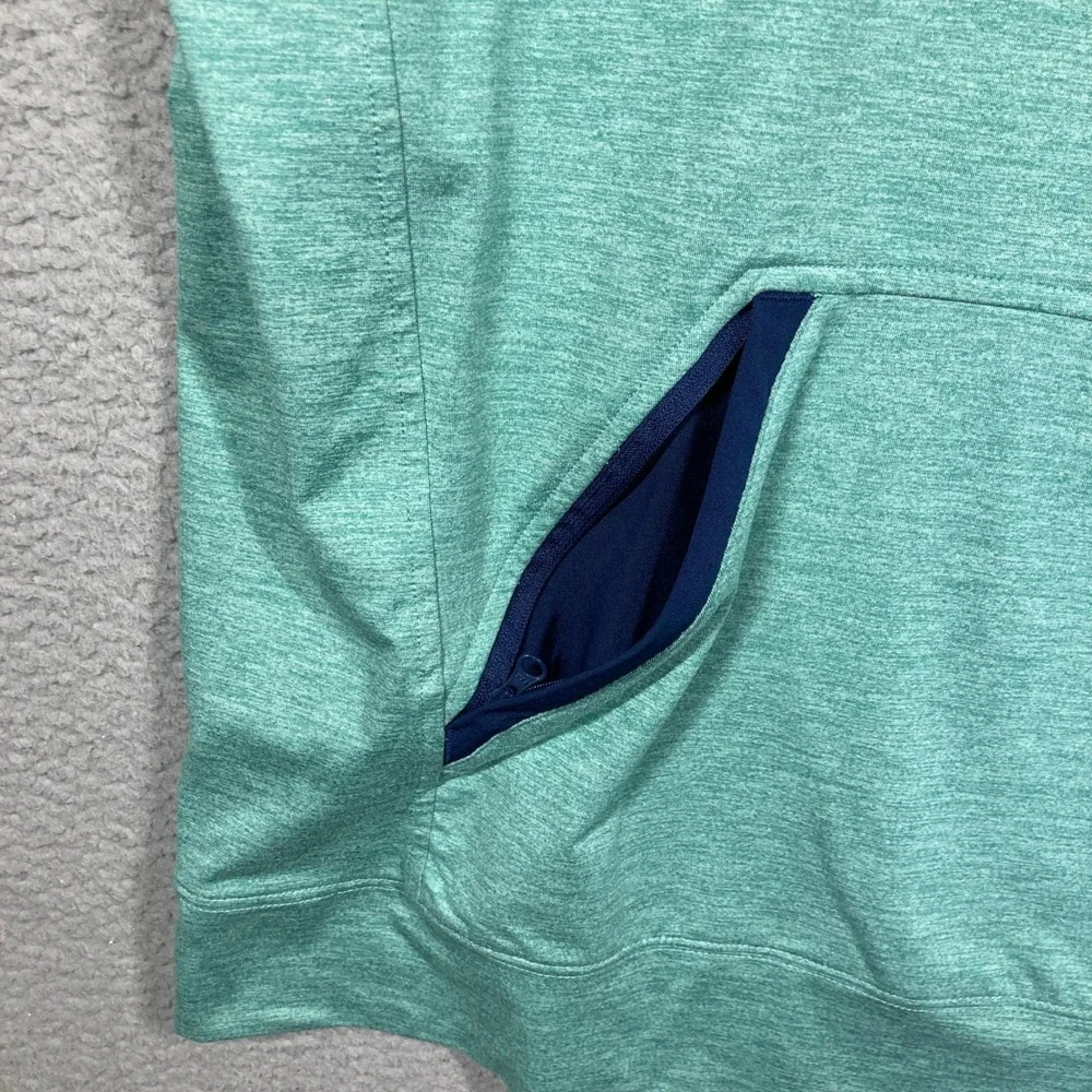 Lands' End Quarter Zip Pullover‎ Mens Large Teal Heather Navy Stretch Pocket